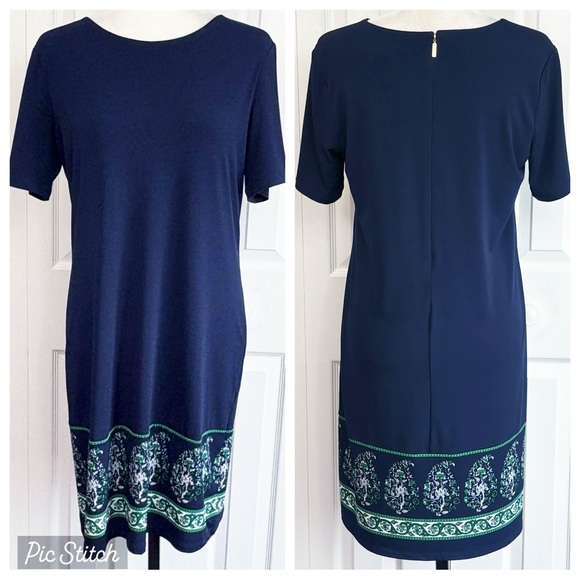 MICHAEL Michael Kors Dresses & Skirts - MICHAEL Michael Kors Navy Blue & Green Print Mini Shift Dress Medium